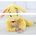 Suave bebé franela mameluco Animal Onesie pijamas trajes traje, ropa de dormir, lindo paño amarillo, bebé con capucha toalla